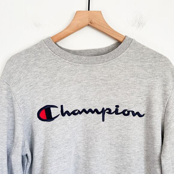 Champion Crew Neck Pullover Sweatshirt Gray Size M - Picture 2 of 8